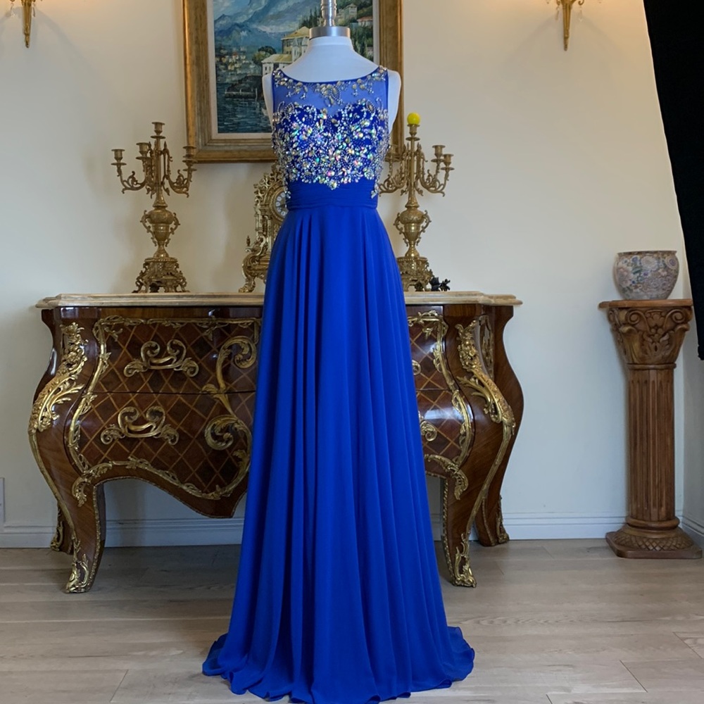 Women’s Illusion rhinestone bodice evening prom dress
